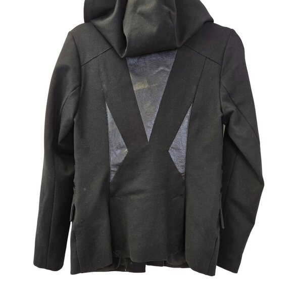 Blanc Noir Gayatri Viscose Blend One Button Hooded Blazer Jacket Size Small - Picture 5 of 7
